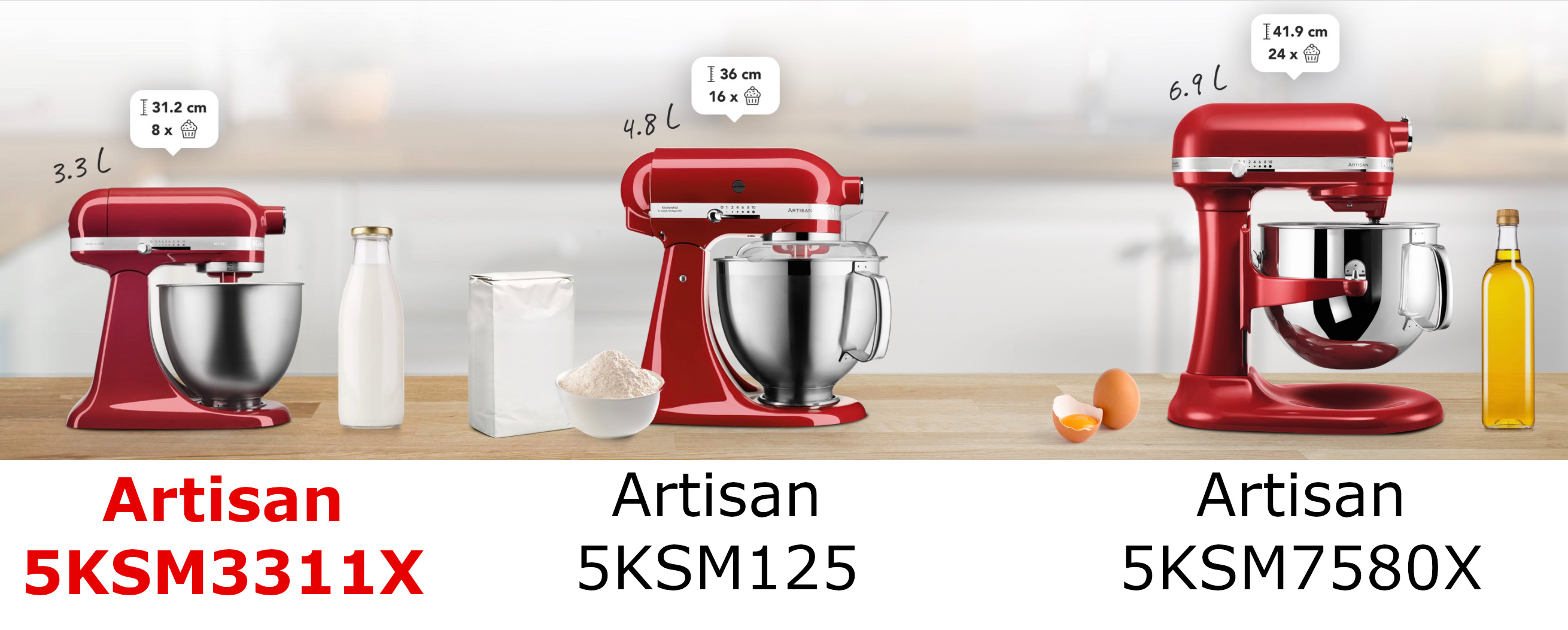 KitchenAid Artisan 5KSM3311X compared with other models