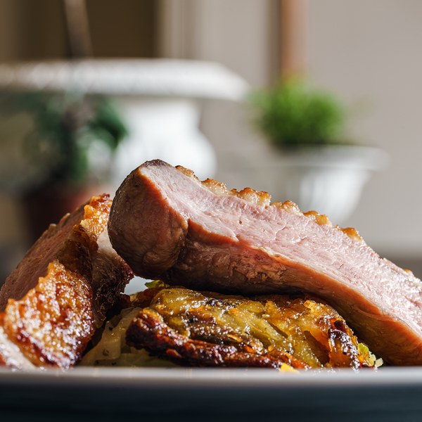 Breast of duck in peach wine